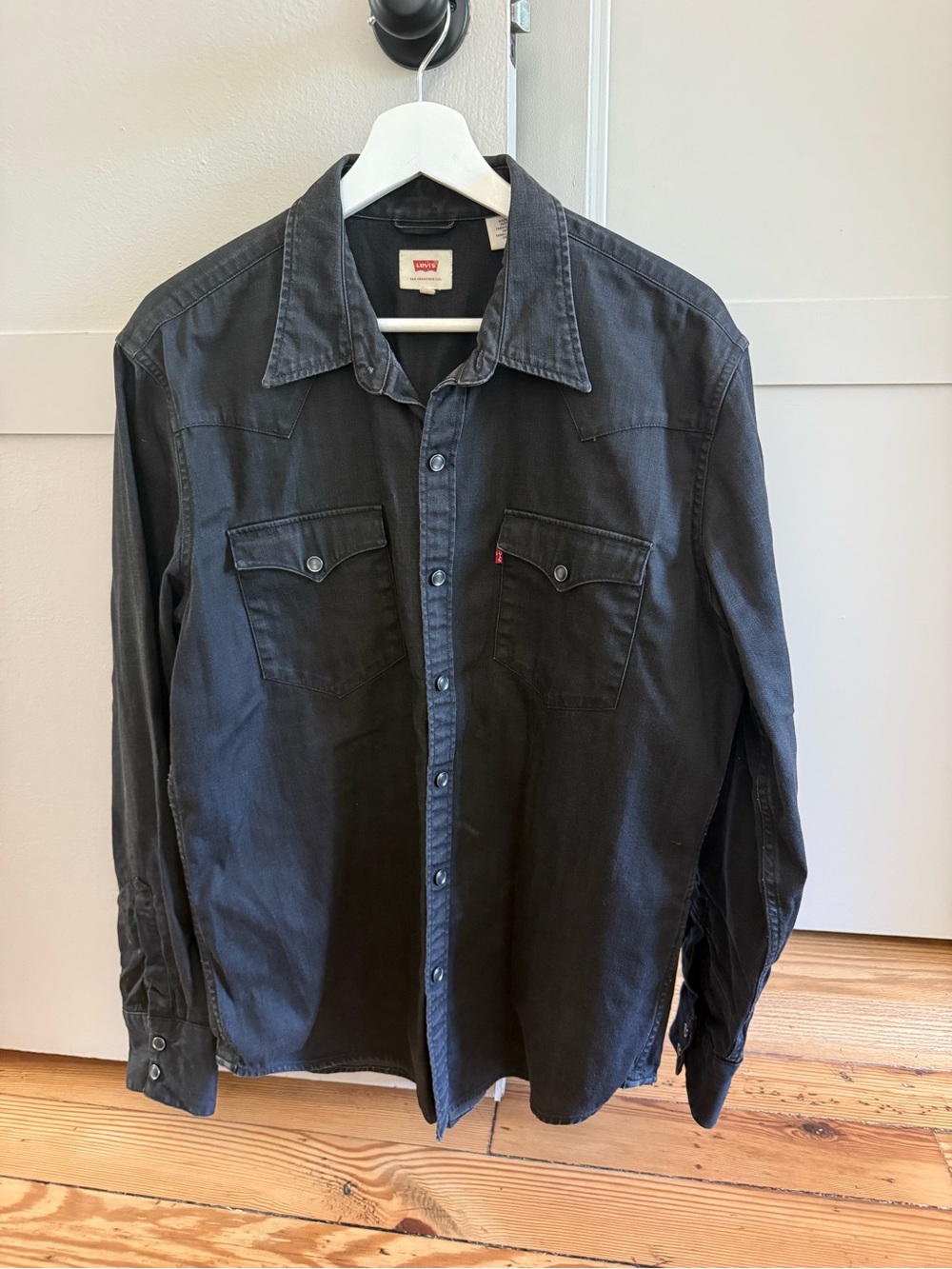 Levi's Black Button-Up Shirt with Red Logo Tag